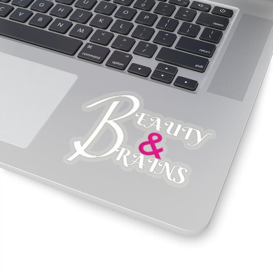 Beauty & Brains (White) Kiss-Cut Stickers