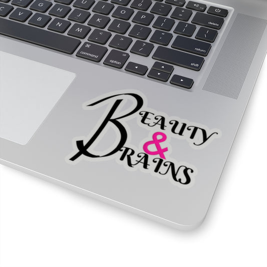 Beauty and Brains(Black) Kiss-Cut Stickers